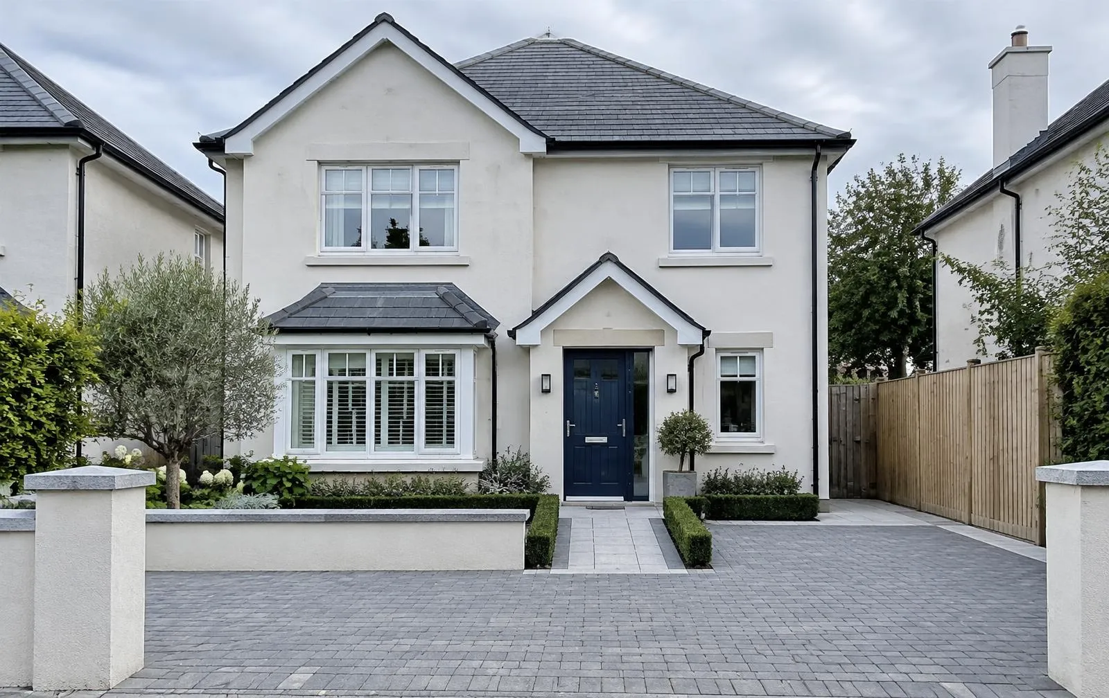 A Dublin home showing walls, gutters, driveway, path, front wall and fencing